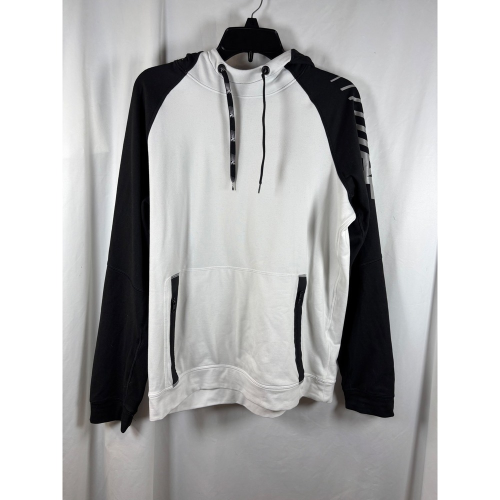 American Eagle Outfitters Hoodie White Black Colorblock Zip Pocket Women's M